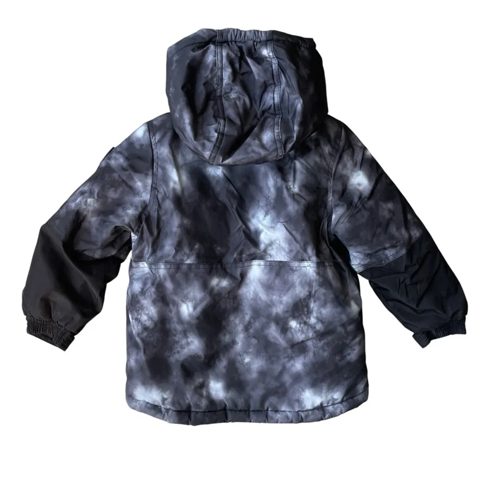 Snozu Kids Lined Snow Jacket Size 4T Charcoal Gray with Lime Green